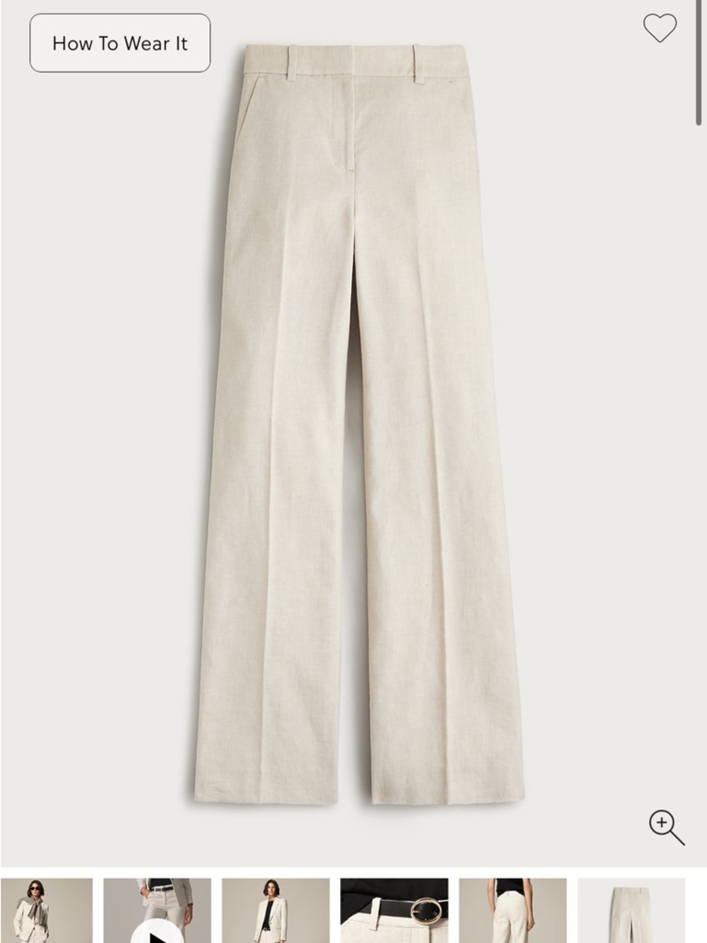 NWT Petite Carolina flare pant in stretch linen blend in Flax Ivory size 8P